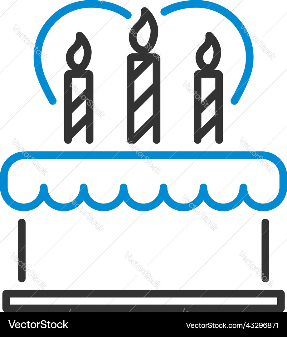 Cacke with candles and heart icon Vector Image