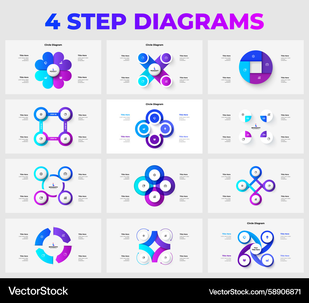 Four Step Circular Diagram Templates Vector Image