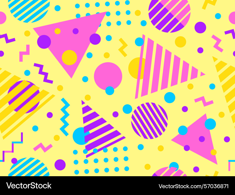Geometric seamless pattern with memphis elements Geometric seamless pattern with memphis elements vector image