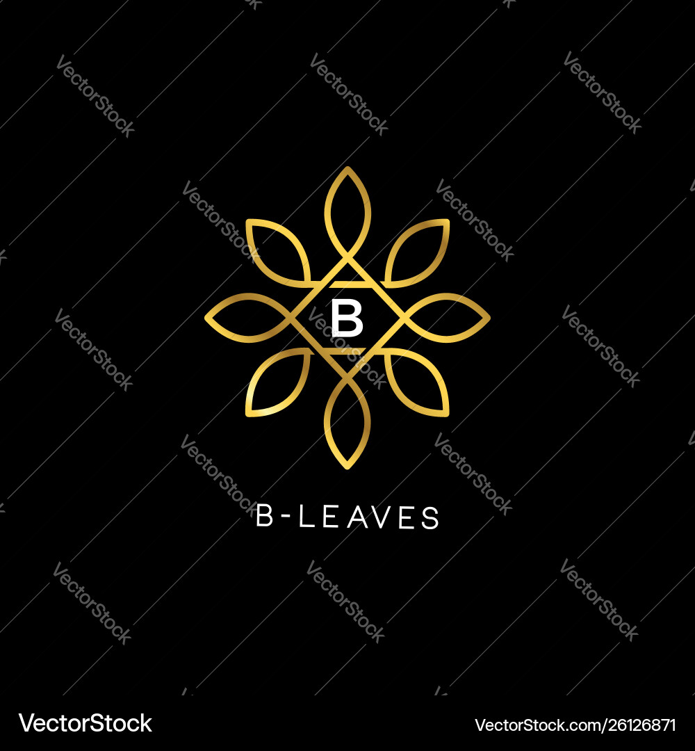 Golden floral Blätter anfänglich Buchstaben Typ b Logo Golden floral Blätter anfänglich Buchstaben Typ b Logo vektorbild