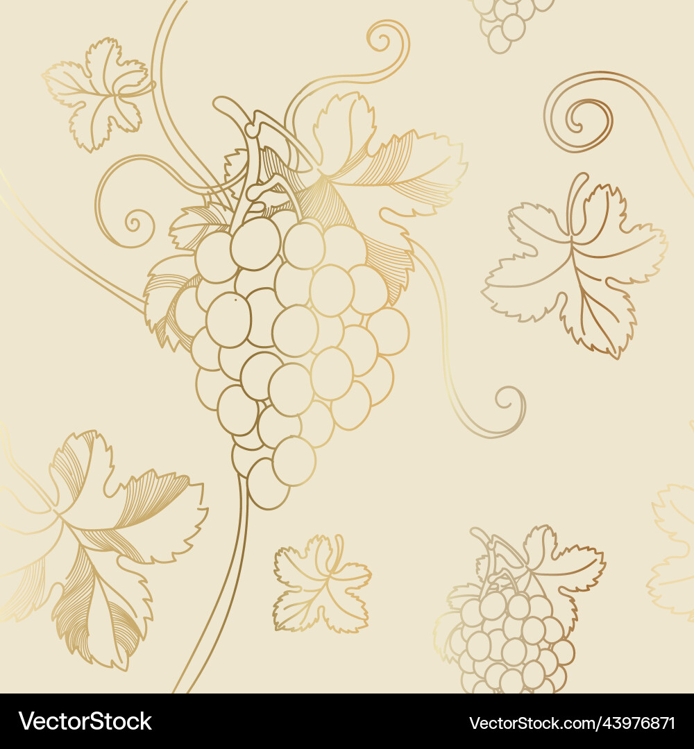 Golden Grapevine Seamless Pattern Vector Image