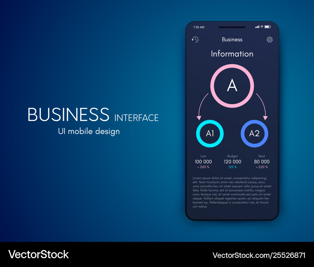 Mobile phone application for analytics stock Mobile phone application for analytics stock vector image