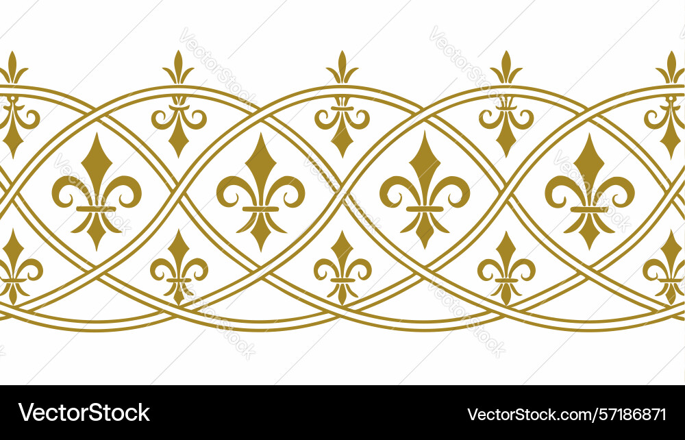 Seamless fleur-de-lis pattern border design Vector Image