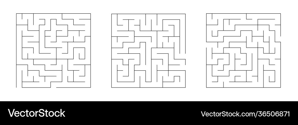Set mazes square labyrinth Set mazes square labyrinth vector image