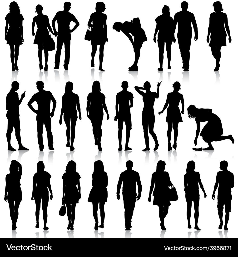 Silhouettes of Men and Women Vector Image