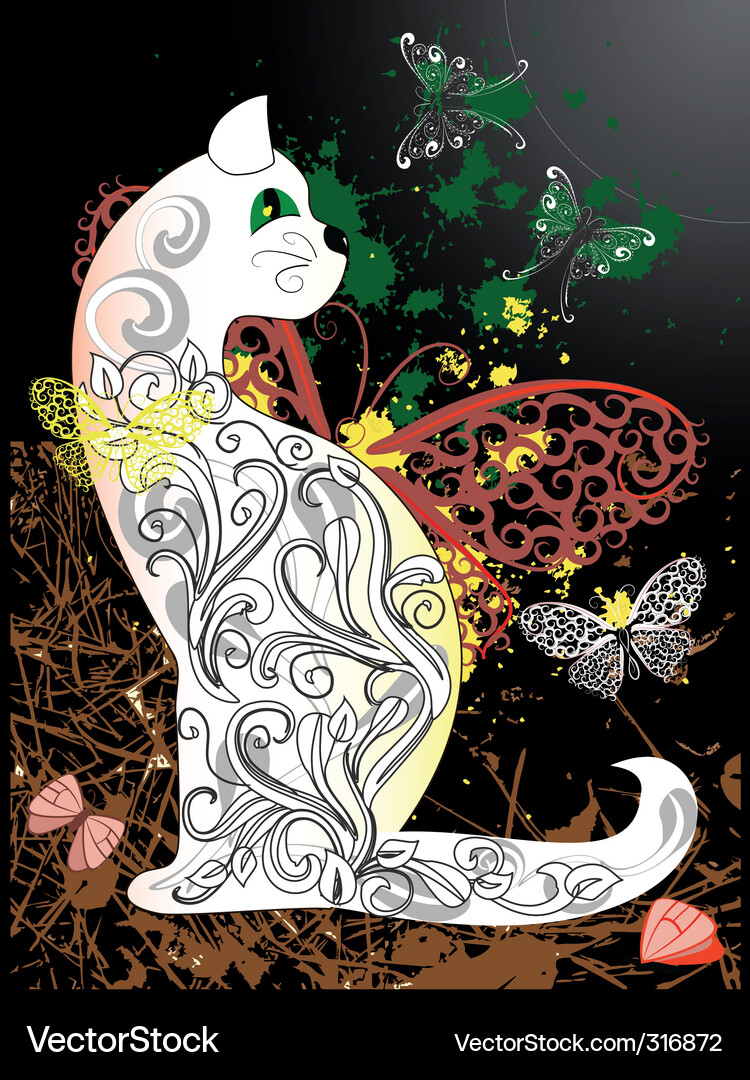 Abstract background with a cat Vector Image