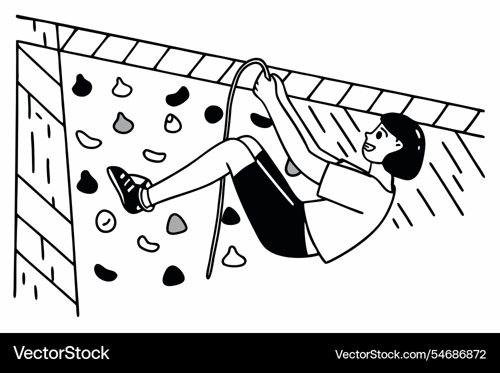 An image of bouldering with a white background Vector Image