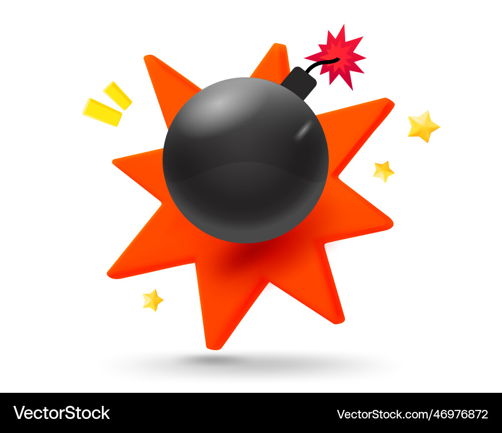 Bomb with explosion effect 3d mobile application vector image