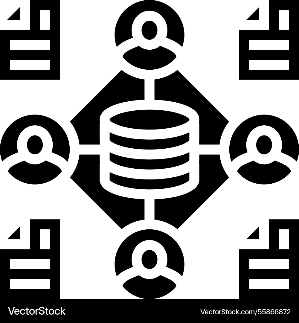 Distributed ledger decentralized application glyph Distributed ledger decentralized application glyph vector image