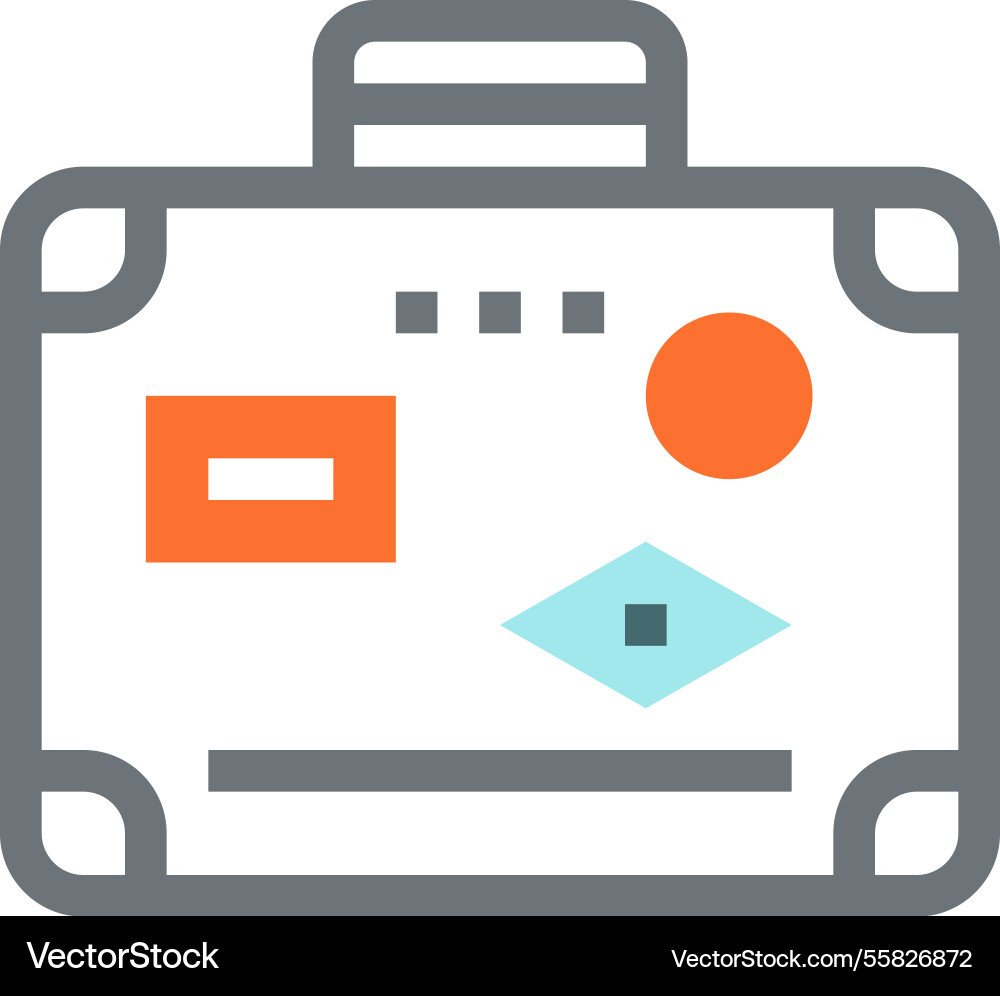 Luggage flat line web icon concept Royalty Free Vector Image