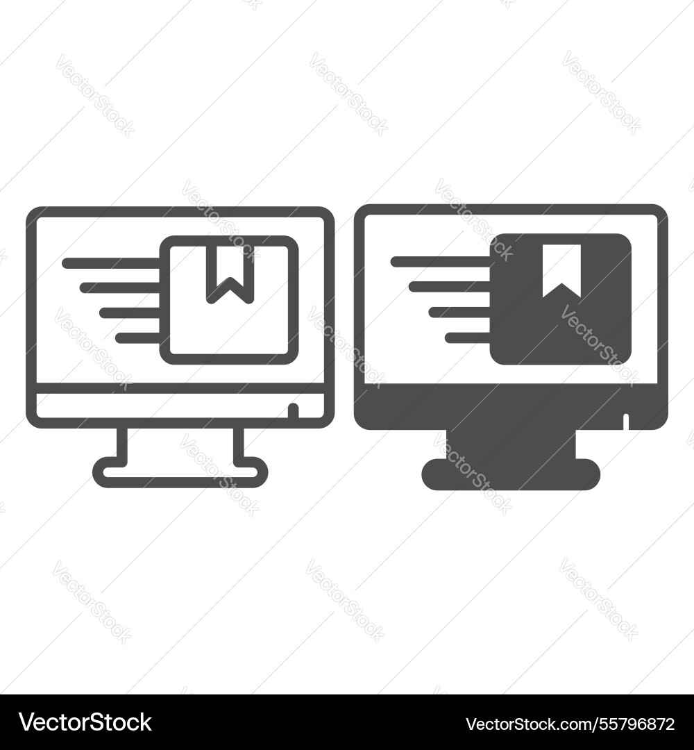 Monitor screen with box line and solid icon black Monitor screen with box line and solid icon black vector image