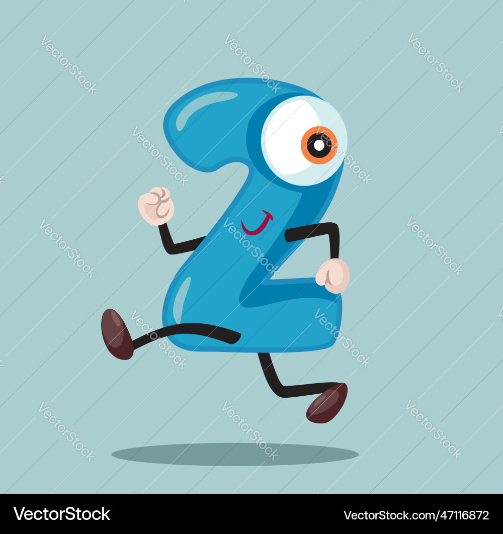 Number two character running fast cartoon Number two character running fast cartoon vector image