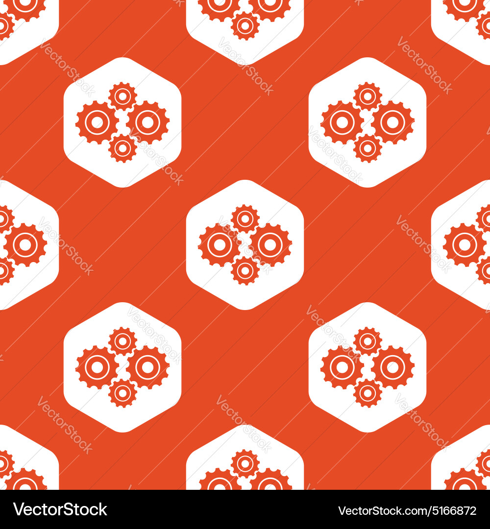 Orange hexagon cogs pattern vector image