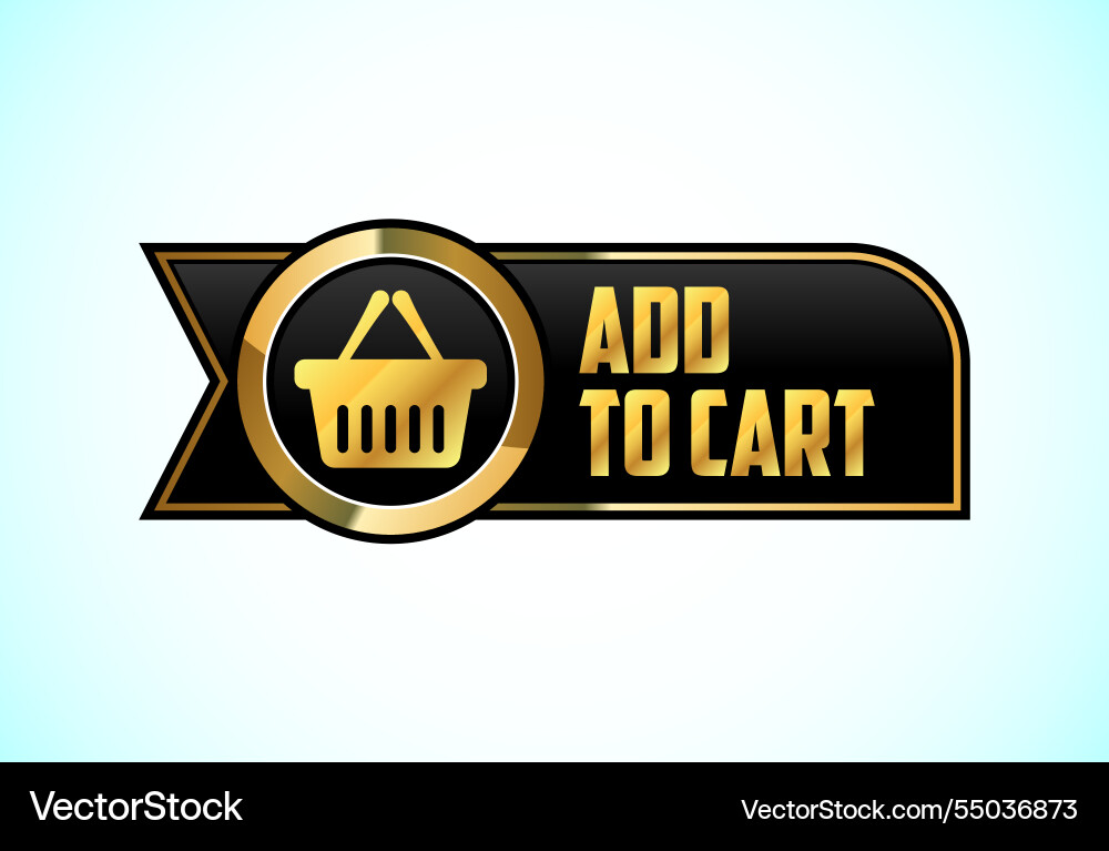 Add to cart button in gold color suitable Add to cart button in gold color suitable Vector Image