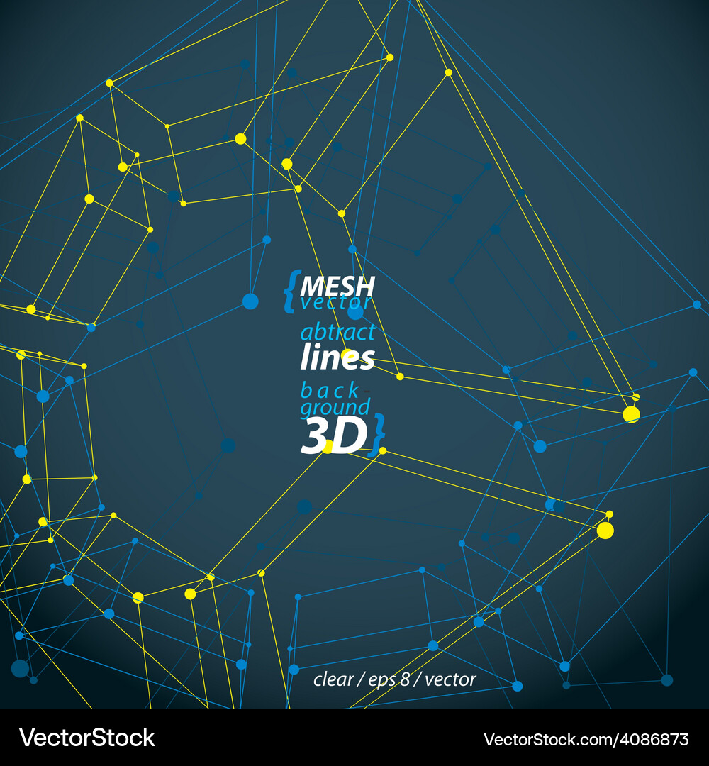 Collection of 3d mesh four-sided abstract objects Vector Image