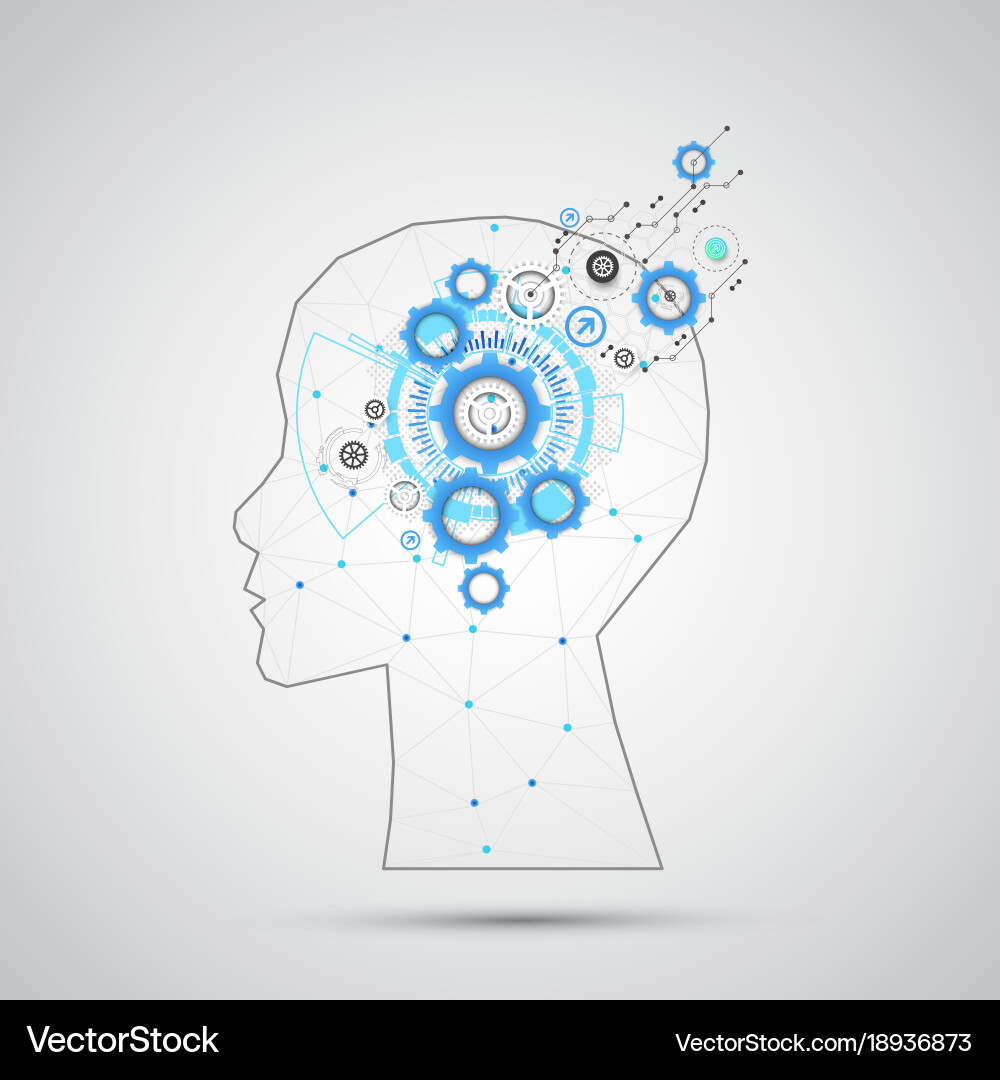 Creative brain concept background with triangular vector image