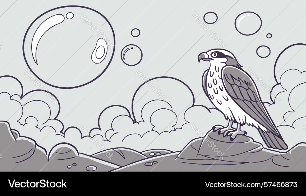 Falcon in bubbles with abstract background Vector Image