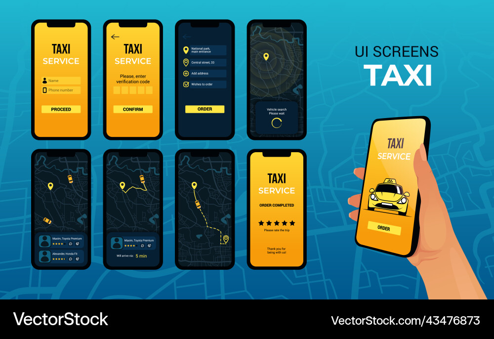 Navigator map application ui mobile app for taxi Navigator map application ui mobile app for taxi vector image