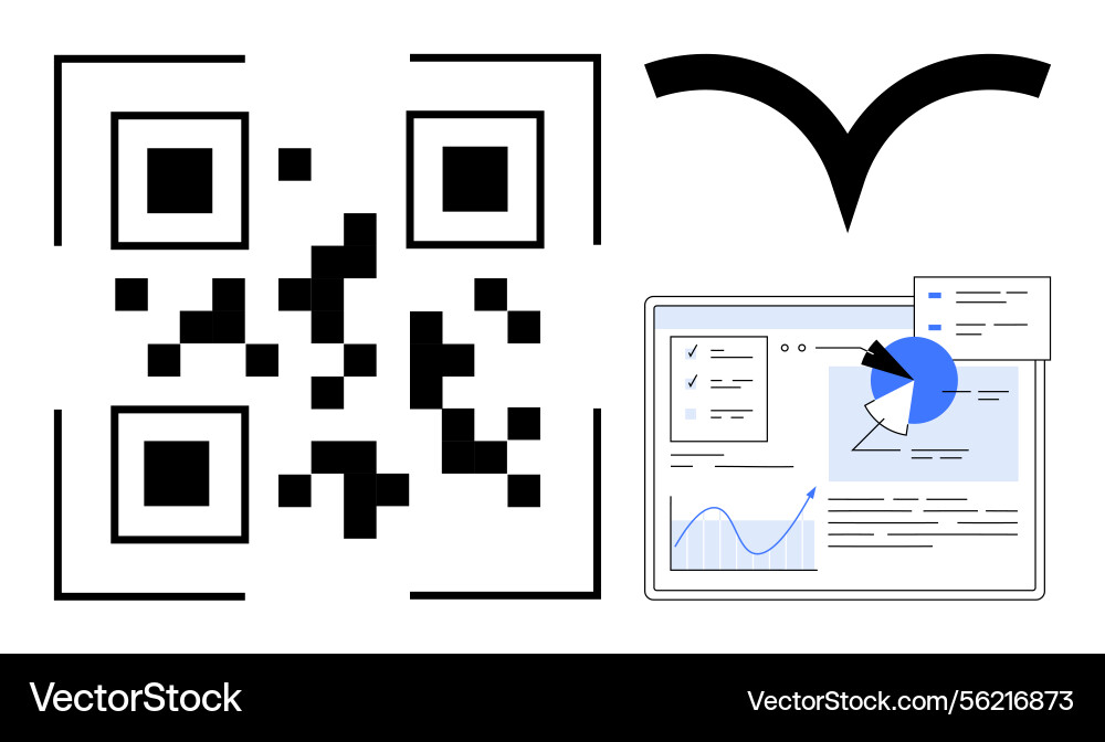 Qr code analytics dashboard and abstract bird Vector Image
