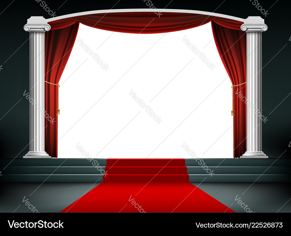 Red Carpet Stage with Columns vector image