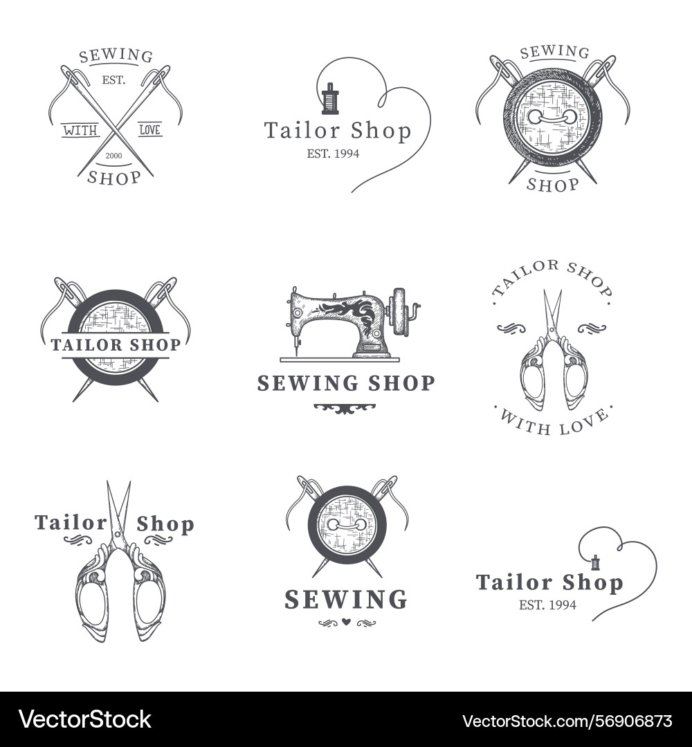 Set of tailor labels emblems and design elements Set of tailor labels emblems and design elements vector image