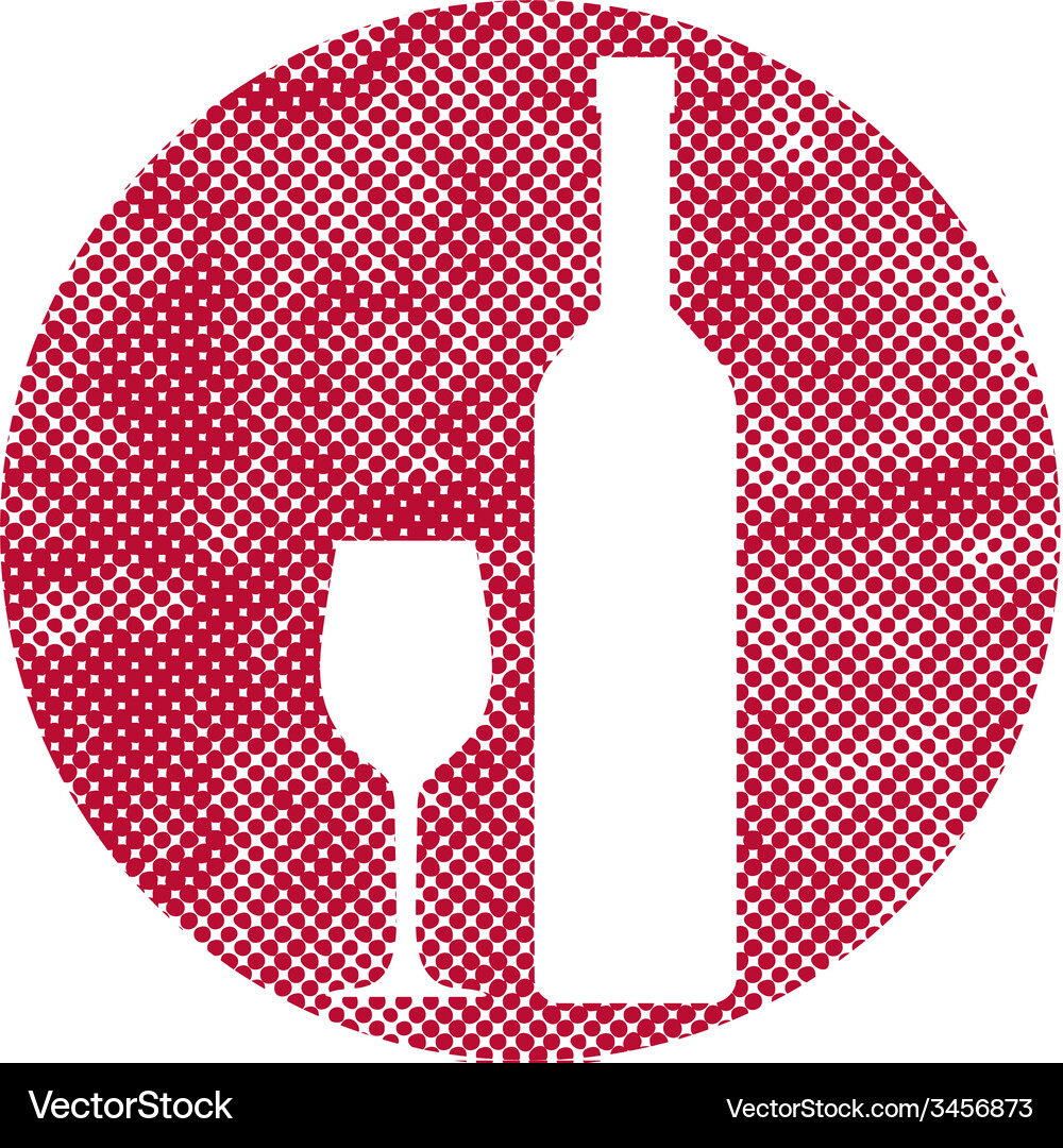 Wine icon with pixel print halftone dots texture Vector Image