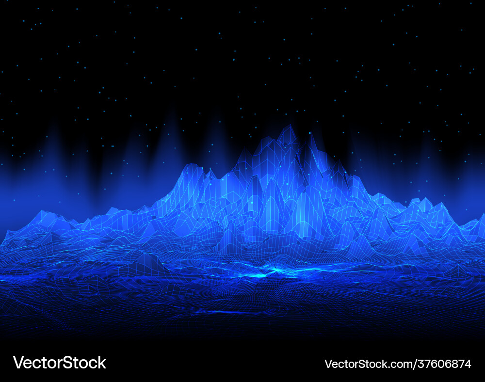Abstract modern tech background with wireframe vector image