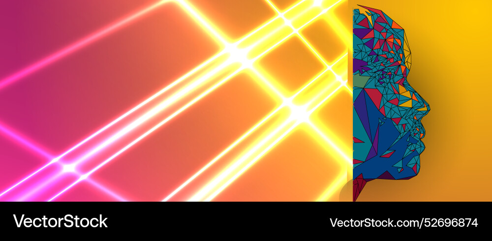 Abstract virtual worlds integrating artificial Vector Image