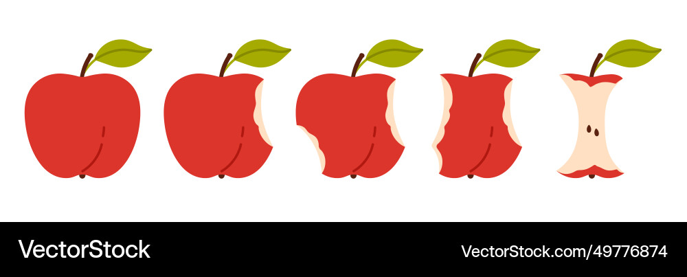 Bitten apple set sequence game animation of eaten Bitten apple set sequence game animation of eaten vector image