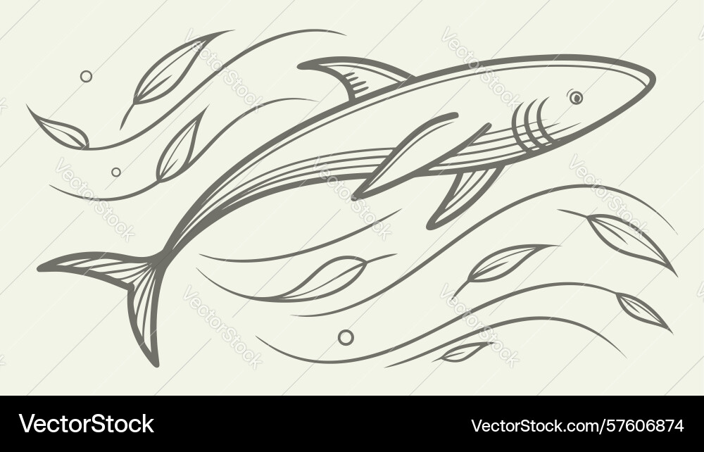 Dynamic shark with waves design generative ai Vector Image