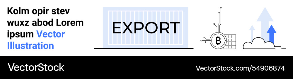 Export container with bitcoin growth chart Vector Image