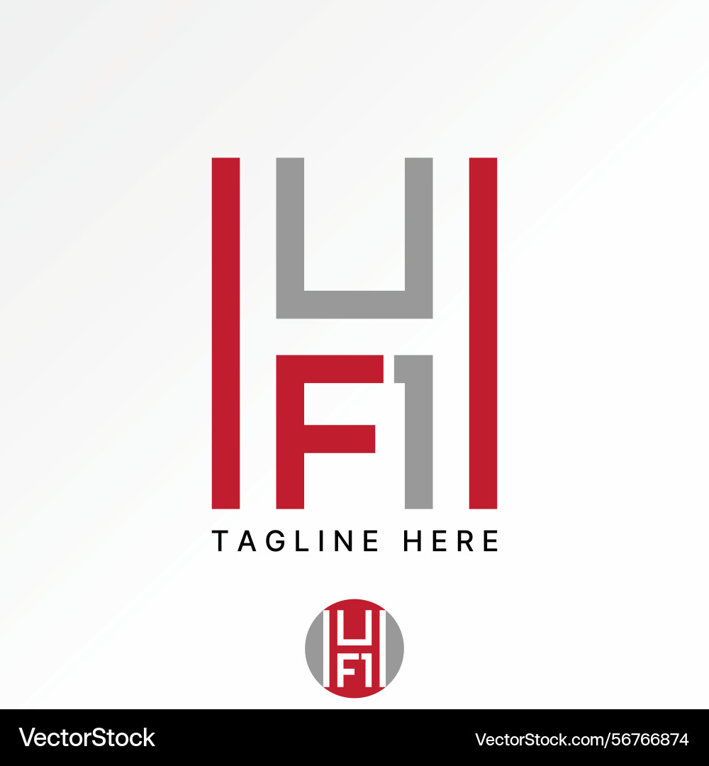 Initial h hf1 font line negative space monogram Initial h hf1 font line negative space monogram vector image