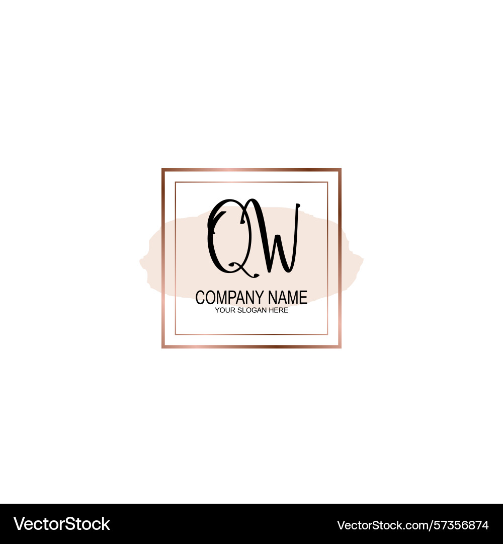 Minimalist handwritten qw initial logos with soft Vector Image