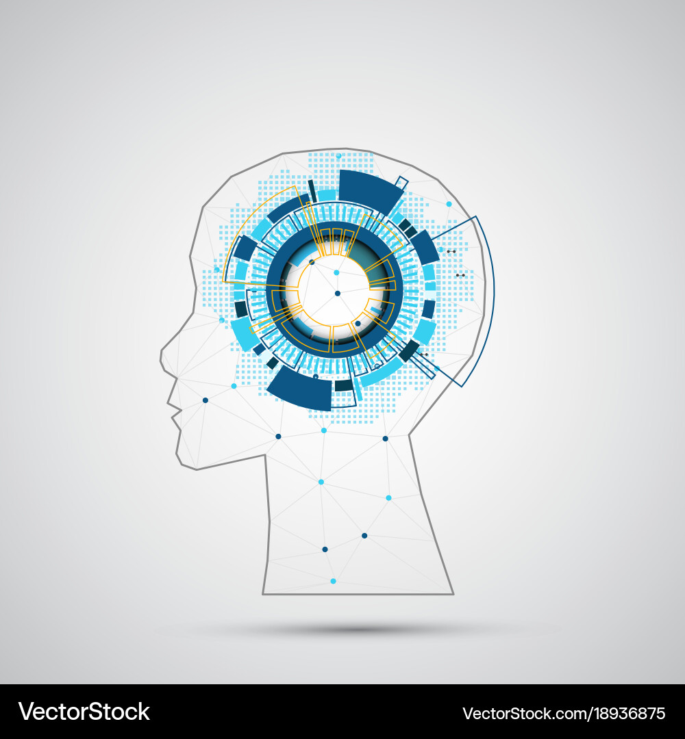Creative brain concept background with triangular Vector Image