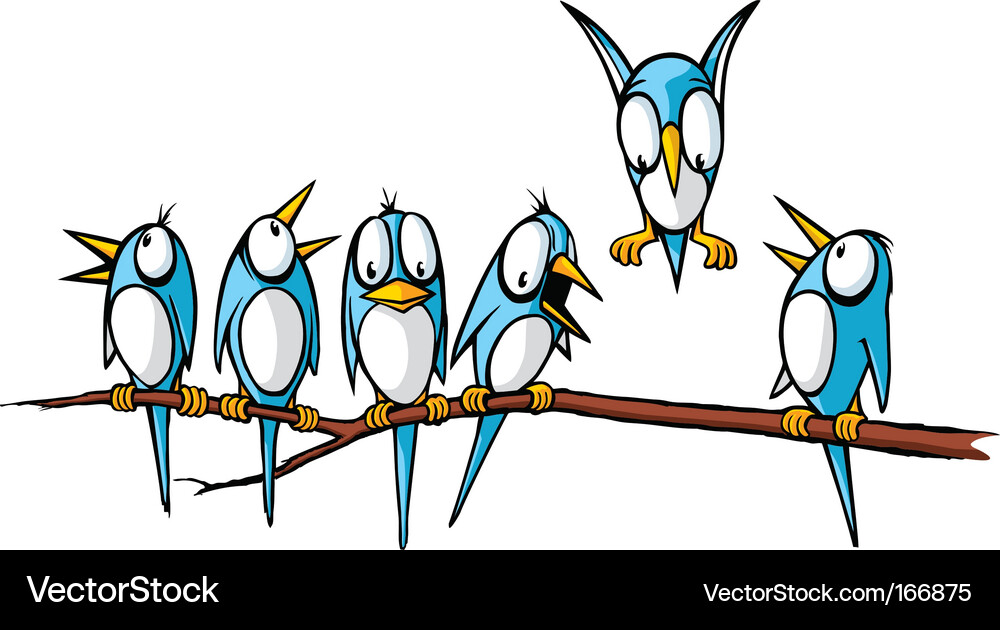 Cute Birds on a Branch Vector Image