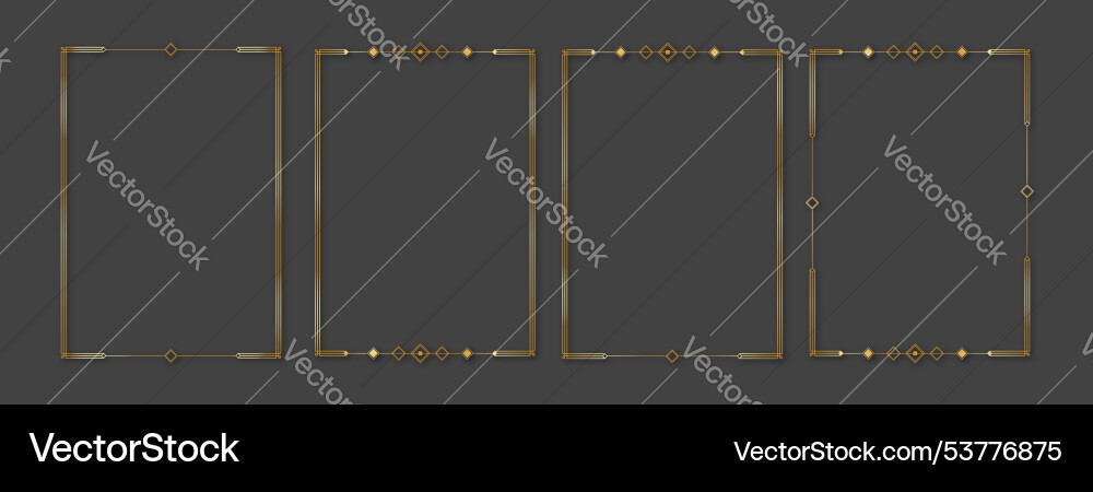 Design of golden shiny frame set isolated on dark Vector Image