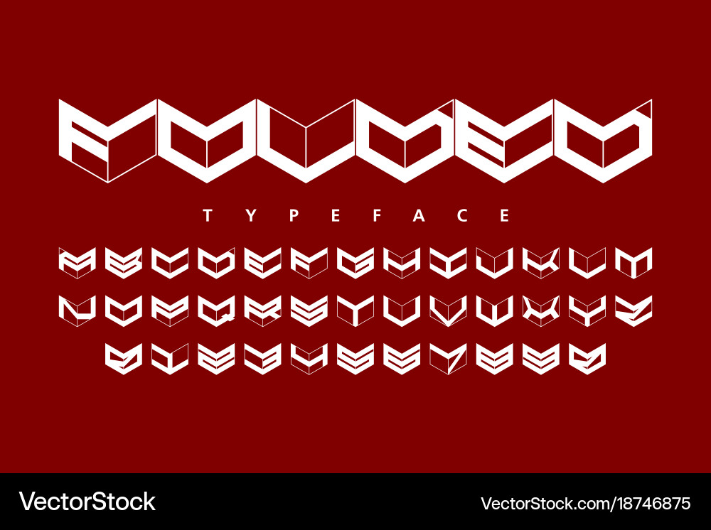 Folded Font - Alphabet & Numbers vector image