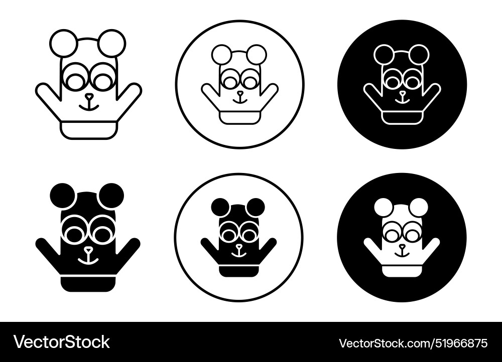 Hand puppet simple icon collection set on white Hand puppet simple icon collection set on white Vector Image