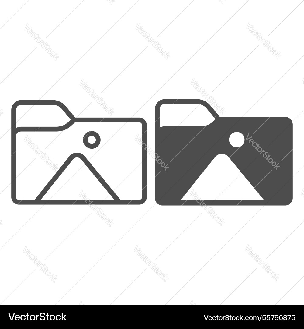 Images folder line and solid icon windows pack vector image