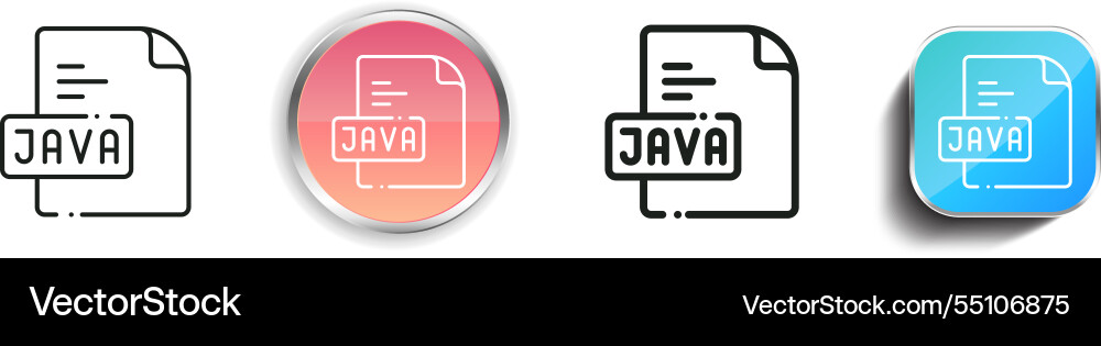 Java icon thin linear regular and button style Java icon thin linear regular and button style vector image