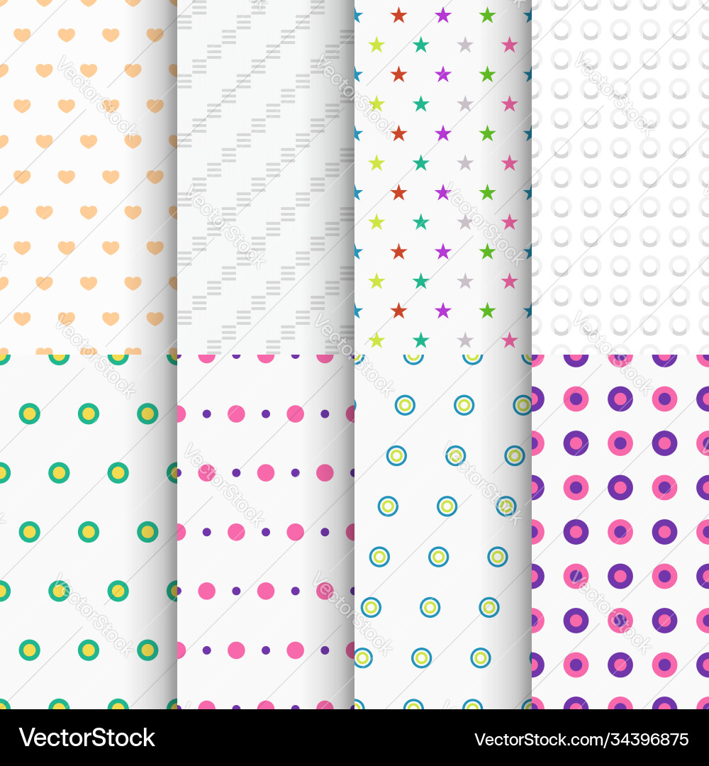 Light colored seamless background patterns in set Vector Image