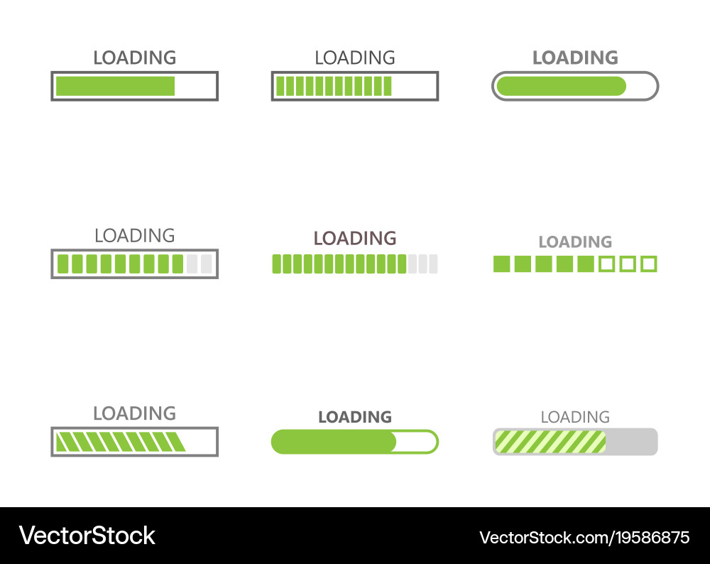 Loading bar progress icons Royalty Free Vector Image