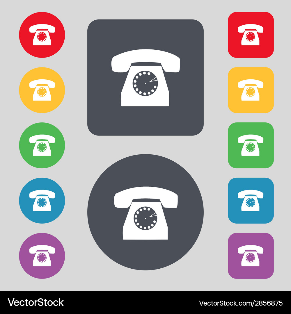 Retro telephone web icon set colourful buttons Vector Image