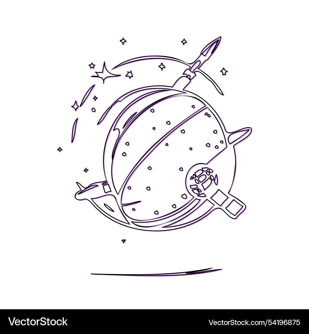 Satellite outline sketch purple Satellite outline sketch purple vector image