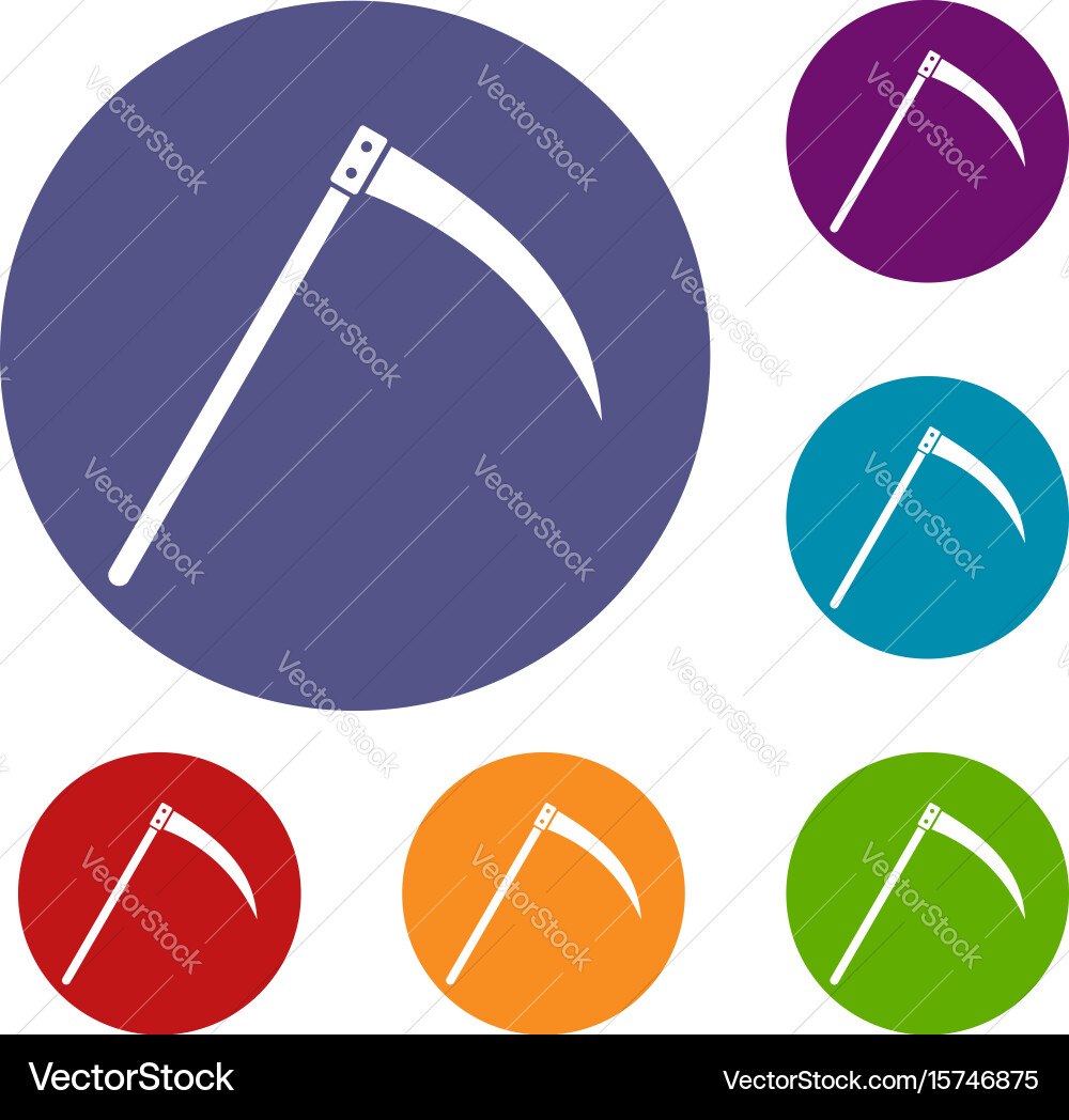 Scythe icons set vector image