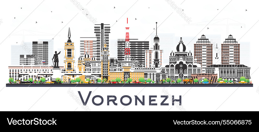 Voronezh City Skyline, Russia Vector Image