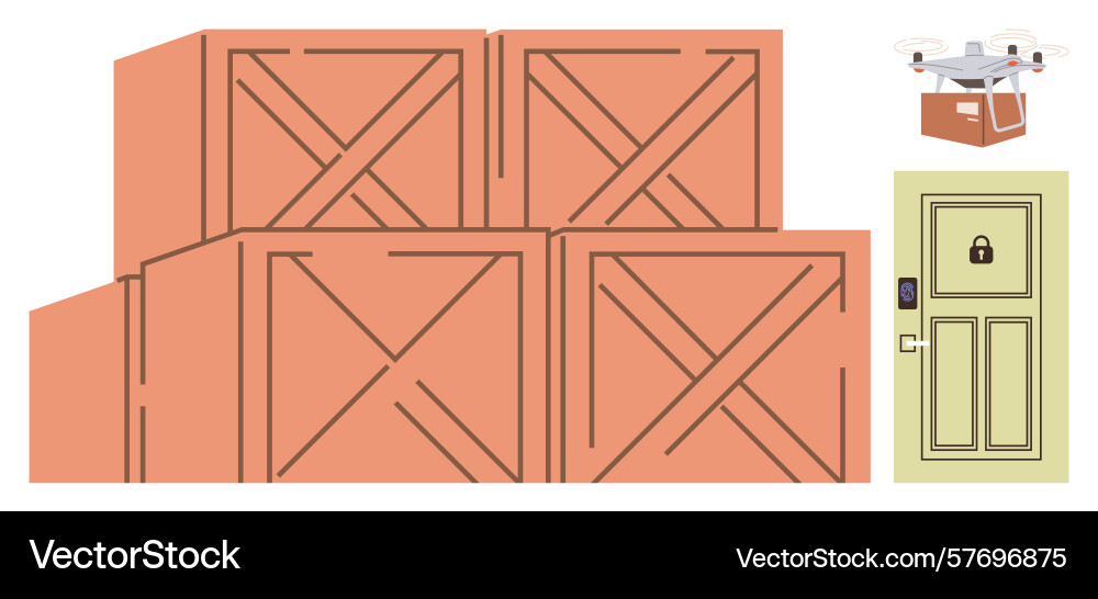 Warehouse storage crates with secure delivery Warehouse storage crates with secure delivery vector image