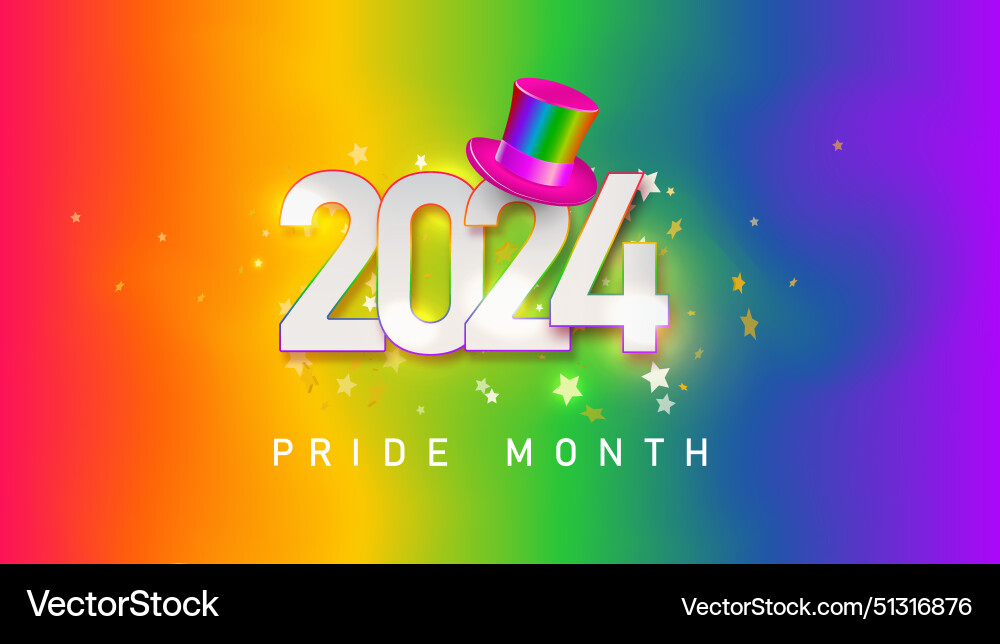 2024 lgbtq pride month text label 2024 lgbtq pride month text label vector image