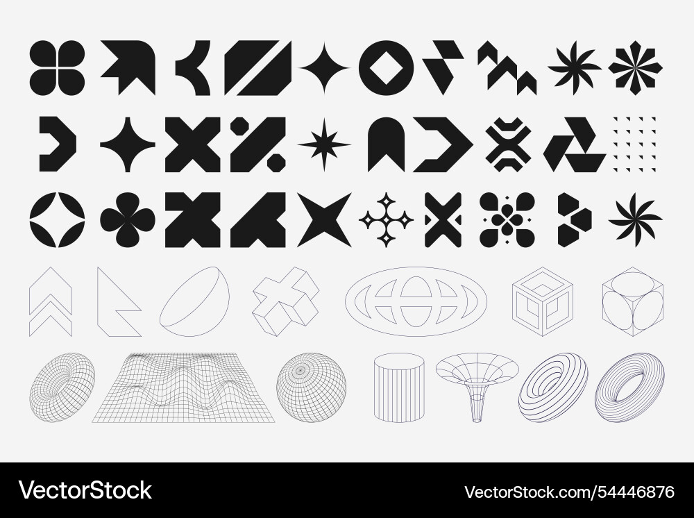 Abstract geometric shapes and patterns collection Vector Image