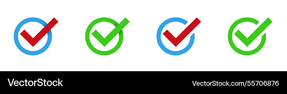 Colorful check marks in circular shapes vector image